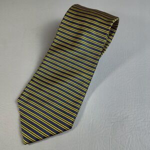 Brooks‎ Brothers Makers All Silk Tie Navy Blue Gold Green Striped Made in USA